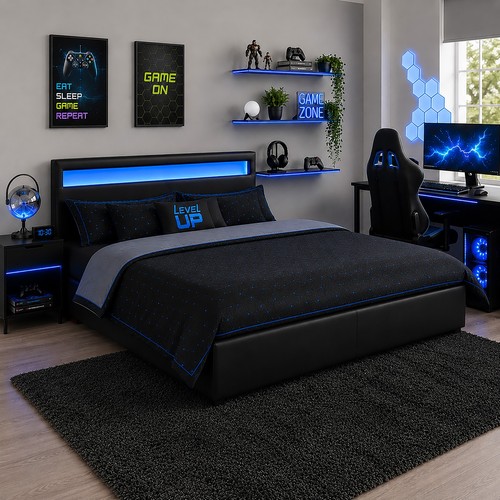 Led gaming ottoman - bed, 4ft