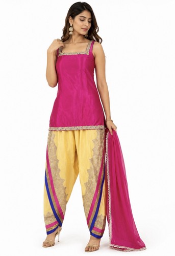 Pink yellow punjabi - pink, &