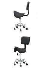 Black saddle salon stool with - black,