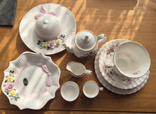 Antique English China Lot Royal Albert Aynsley Falcon Tea Set Plates Vintage