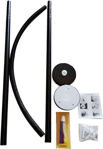 Curved shower curtain - curtain, rod