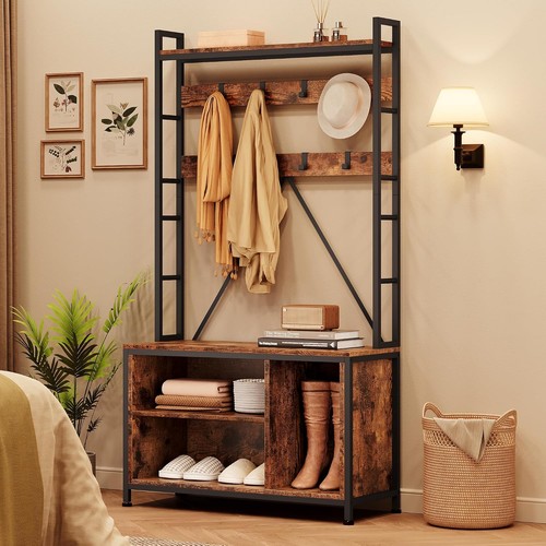 Hall tree with bench entryway - hall,