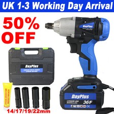 21V Cordless Impact Wrench Driver 420Nm Electric Rattle Nut Gun 1/2" Li-Ion LED