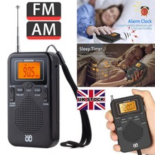 Mini Portable Pocket LCD Display Digital AM/FM Radio Battery Powered Speaker UK