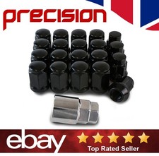 16x Black Wheel Nuts and 4x Locking Nuts for Honda Civic with Aftermarket Alloys
