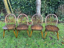 4x Ercol Windsor Dining Chairs #371 Elm & Beech. Vintage For Restoration