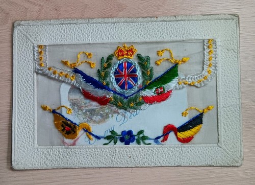 Ww1 embroidered silk postcard - ww1,