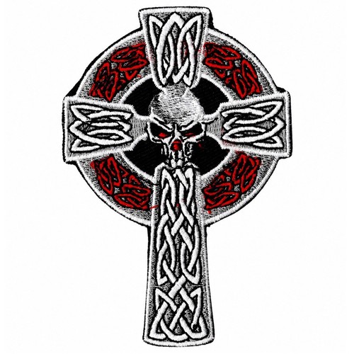 Celtic skull cross iron sew - skull,