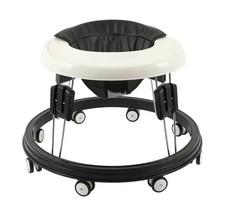 Mommy Kids Foldable Baby Walker With Removable Tray, White And Black