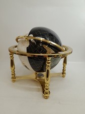 Gemstone World Globe black mother of pearl semi precious stone Large 14"