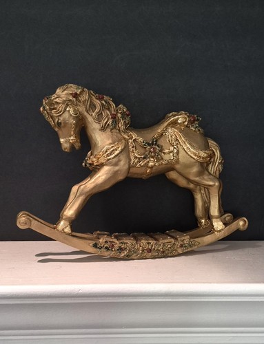 Decorative rocking horse gold - decorative,