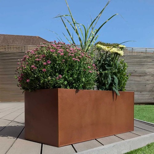 Zinc galvanised trough planter - galvanised,