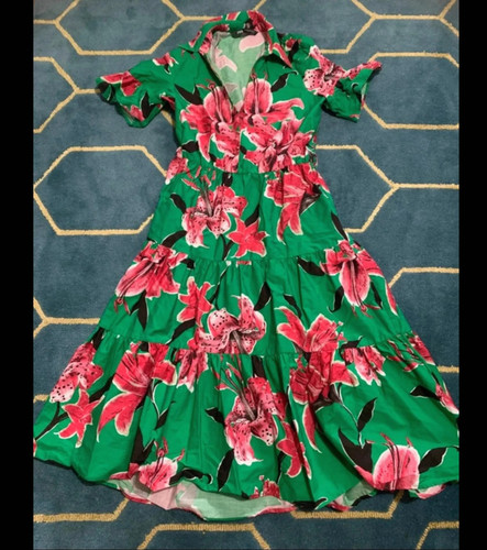 Zara green red bright floral - green,