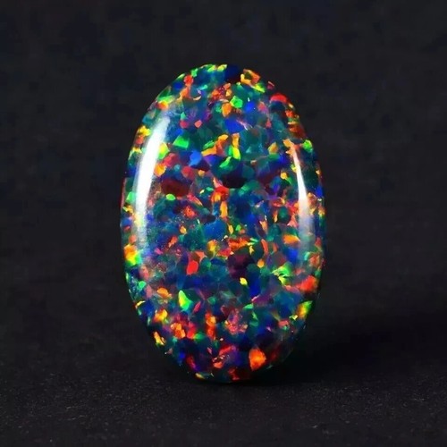 Natural black fire opal oval - black,