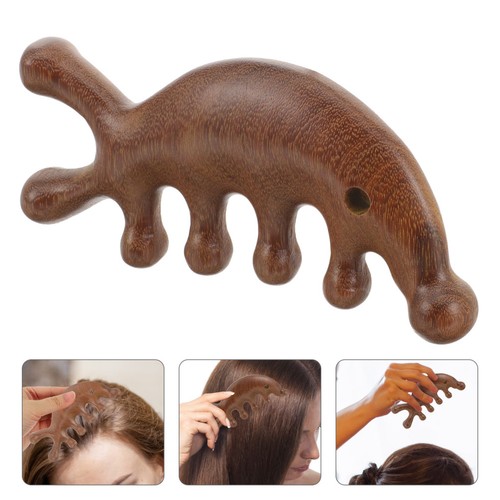 Head massage comb wooden - head,