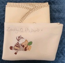 Mamas & Papas Zeddy & Rhubarb Fleece Blanket 67x90cm cream Vintage