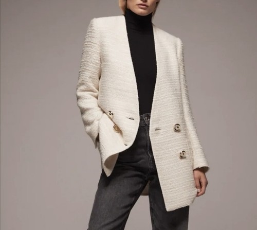Zara women cream tweed - zara,