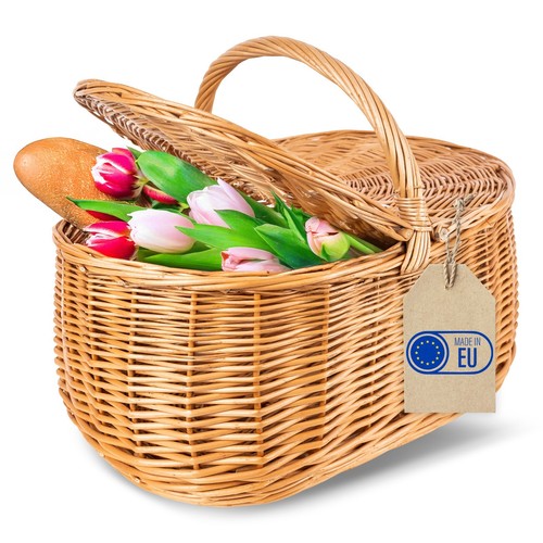 Wicker shopping basket with - wicker,