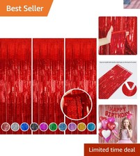 Red foil fringe curtain pack - red,