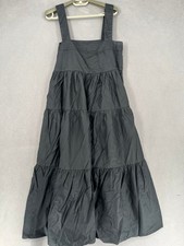 Skin & Threads Dress Womens 2 Black Smocked Tier Sleeveless Midi Square