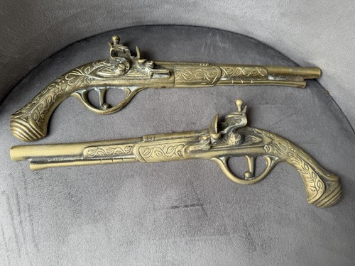 Vintage brass flintlock pistol - vintage,