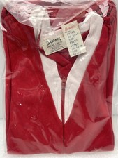 VINTAGE 1980s DANSKIN LEOTARD GIRLS YOUTH 6X-7 RED WHITE NYLON GYMNASTICS