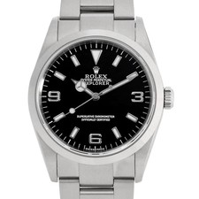 ROLEX Explorer I 114270 black Y Number second hand mens