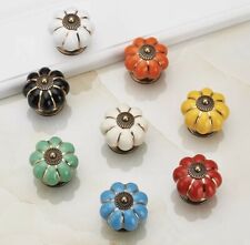 Ceramic Door Knobs .Drawer Pulls. Vintage Pumpkin Style. 8 Amazing New Colours.