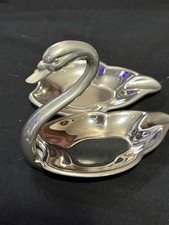 Swan Silver Plated Ashtray Trinket Dish & Wing Made By Seba England Vintage 