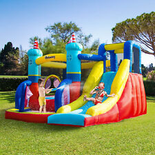 Kids Bouncy Castle with Slide Pool Trampoline Climbing Wall with Blower