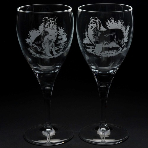 Sheltie dog crystal wine glass - dog,