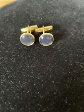 Vintage Classic Retro Gold Tone Cufflinks Grey Black Pearly Stones