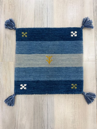 Gabbeh handmade wool rug denim - handmade,
