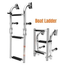 Stainless Steel Foldable 3 Steps Boat Ladder Folding Boarding Ladder Boat Marine
