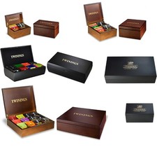 Twinings Compartment Wooden Tea Chest Box Teabag Enveloped Pyramid Teas 2 4 8 12