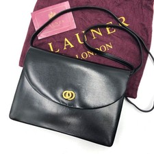 LAUNER LONDON formal shoulder bag in black leather with gold hardware for women