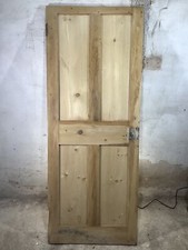 28 1/2"X 73 1/2" Victorian Internal Stripped Pine Four Panel Door 2over2 Old