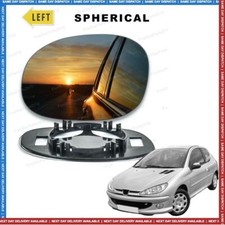 Left passenger side wing mirror glass for Peugeot 206 1998-2010