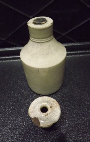 Old stoneware ink bottle - stoneware, and