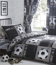 Football Duvet Sets Boys Girls 3D Football Black Reversible Quilt Cover Bedding 