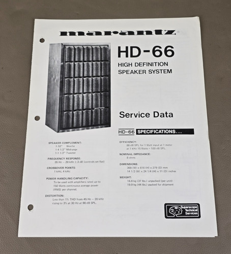 Marantz speaker service - marantz, hd-66