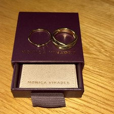Monica Vinader Rings x 2 18ct Gold Vermeil Plated Size Q New In Box
