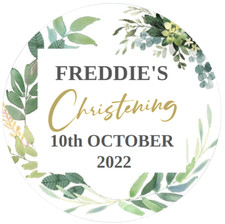 48 Personalised BAPTISM CHRISTENING stickers 40mm