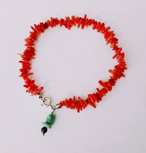 Coral bracelet with silver - coral,