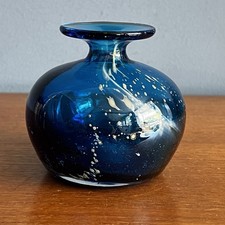 Vintage Mdina Glass Blue Squat