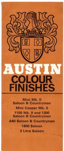 Austin exterior colours 1968 - colours, 1968-9