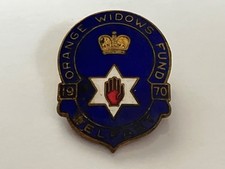 Vintage Original 1970 Orange Widows Fund Belfast Enamel Pin Badge