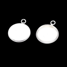 ❤ 12mm Tray Round x10 Silver