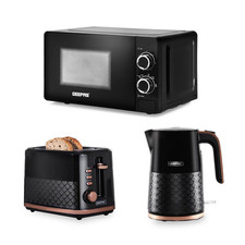 GEEPAS 700W Solo Manual Microwave 3kW 1.7L Electric Kettle 2 Slice Bread Toaster