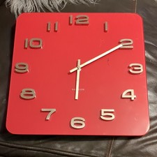 Vintage karlsson Red Glass Clock -square 14 Inches , Scratches On Face